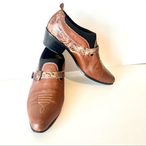 Vintage ACME Leather Short Ankle Western Buckle Booties—SZ. 7-7.5